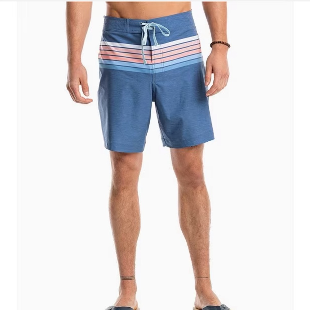 NEW Southern Tide Men's Heather Valencia Stripe Swim
Short in Seven Seas Blue